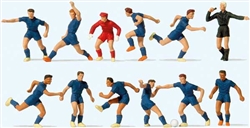 Preiser 10759 HO Soccer Team with Referee Blue Shirts Blue Shorts Pkg 12