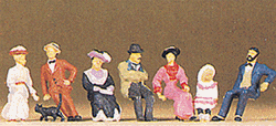 Preiser 12137 HO 1900's Figures People Sitting on Platform Pkg 7