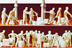 Preiser 16348 HO Unpainted Figure Set Pkg 21 Railroad Freight House Workers