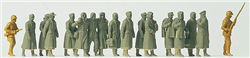 Preiser 16578 HO Military Soviet Union WWI Unpainted Figure Sets 2 Guards Escorting 17 German Prisoners