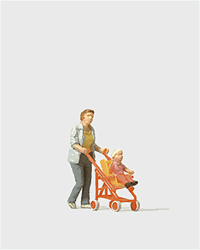 Preiser 28079 HO Individual Figures Pedestrians Woman Pushing Child in Stroller