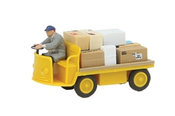 Preiser 28146 HO Electric Baggage Truck Nonoperating w/Driver & Load German Post Office Yellow Era III