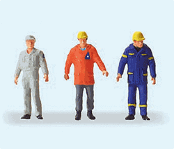 Preiser 28149 HO Emergency Personnel 60 Years Technical Emergency Service THW; 3 Figures in Period Uniform