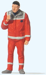 Preiser 28240 HO Paramedic Individual Figure Red Uniform