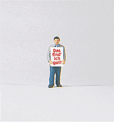 Preiser 29049 HO Individual Figure Working People Man Carrying Sandwich Board Sign