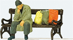 Preiser 29094 HO Homeless Man on Bench