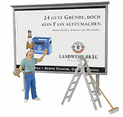 Preiser 45126 G Working People Worker On Ladder Putting Up Poster Accessories