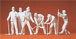 Preiser 45182 G Unpainted Figures Railroad Track Crew Unpainted Pkg 6