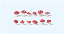 Preiser 45241 G Toadstool Mushrooms Red-White Caps Pkg 12