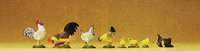 Preiser 47070 1/25 Domestic Animal Figures 1/25 Scale Assorted Chickens