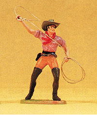 Preiser 54807 1/25 Wild West Figures Cowboys & Trappers Scale Standing Cowboy Twirling Rope