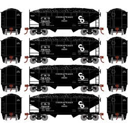 Roundhouse 1286 HO 34' 2-Bay Offset Open Hopper Chesapeake & Ohio C&O #1 (4)