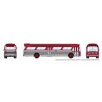 Rapido Trains Inc 573097 N 1959-1986 GM New Look-Fishbowl Bus with Working Headlights Assembled Red, Silver