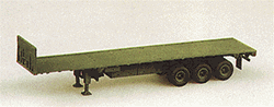 Trident 90068 HO Military US/NATO Modern Trailers M872 3-Axle 34-Ton Flatbed without Tractor Green