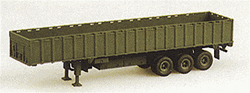 Trident 90069 HO Military US/NATO Modern Trailers M872A3 3-Axle 34-Ton Flatbed wo/ Tractor w/ Sidewalls Green