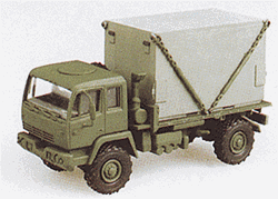 Trident 90125 HO Military US/NATO Medium Tactical Vehicles/Trucks Plastic M1079 2.5-Ton Single Axle Flatbed Van w/ S-280 Shelter Load