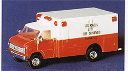 Trident 90176 HO Chevrolet Ambulance Emergency Fire Vehicles City of Los Angeles Fire Department Paramedic Unit Red White Roof