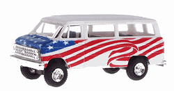 Trident 90242 HO Chevrolet Sportvan American Flag Graphics White Field of Blue on Hood Wavy Stripes Down Sides