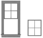 Tichy 2022 O Windows Double Hung 4-Over-4 w/Separate Lower Sash Scale 29 x 66" Pkg 6 