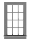 Tichy 2048 O Double-Hung Window w/Glazing & Shades 6-Over-6 Pane Scale 28 x 50" Pkg 6