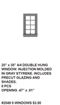 Tichy 2049 O Double-Hung Window w/Glazing & Shades 4-Over-4 Pane Scale 20 x 38" Pkg 6