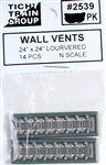 Tichy 2539 N Louvered Wall Vent Styrene Scale 24 x 24"