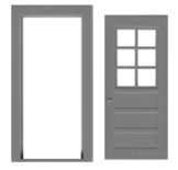 Tichy 3513 S Door w/Separate Frame & Glazing 36 x 80" w/6-Pane Window Pkg 3 293-3513