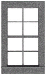 Tichy 3537 S 4/4 Pane Double-Hung Window w/Precut Glazing 33 x 60" Scale Pkg 6