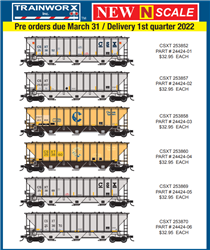 Trainworx 2442406 N PS4427 Covered Hopper CSXT 6