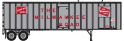 Trainworx 4043412 N Flexi-Van 40' Exterior-Post Semi Trailer w/ Curb Door Assembled Milwaukee Road 12 Silver Red Spelled-Out Roadname and Logo