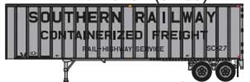 Trainworx 4043507 N Flexi-Van 40' Exterior-Post Semi Trailer Assembled Southern Railway 7 Silver Black Billboard Containerized Freight