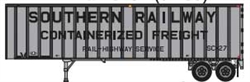 Trainworx 4043509 N Flexi-Van 40' Exterior-Post Semi Trailer Assembled Southern Railway 9 Silver Black Billboard Containerized Freight