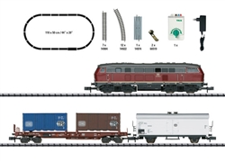 Trix 11146 N Diesel Freight Starter Set Standard DC Minitrix My Hobby German Federal Railroad DB Class 216, 2 Cars, Track Oval, Digital Controller