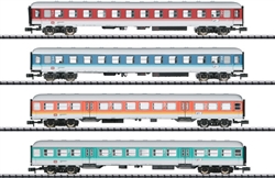 Trix 15806 N New Colors Passenger 4-Car Set Minitrix German Federal Railroad DB Era IV-V Mixed Colors