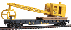 Walthers 1782 HO Flatcar with Logging Crane Chessie System-B&O Blue yellow