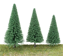 Walthers 1180 HO Pine Trees Pkg 10 3-3/8 to 5-1/2" w/Pin Base