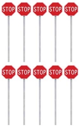 Walthers 4212 HO Stop Signs pkg(10) 1954-Present (red white)