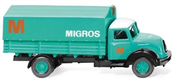 Wiking 42602 HO 1958-1967 Magirus Sirius Low-Side Delivery Truck w/ Cover Assembled Migros
