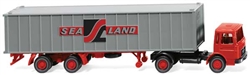 Wiking 52304 HO 1967-1972 MAN Tractor with Container Trailer Assembled Red Tractor Sea Land 40' Container