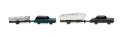 Wiking 92139 N Mercedes-Benz 280 Volkswagen Variant 2 Boats on Trailers Set Assembled Black