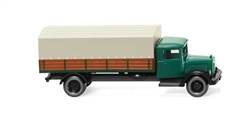 Wiking 94307 N 1935-1938 Mercedes-Benz L 2500 Low-Side truck with Tarp Assembled Green Black Brown
