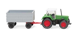 Wiking 96003 N Fendt Farm Tractor with Trailer Assembled Green Red with Gray Trailer