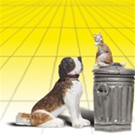 Woodland A2524 G Dog w/Cat on Trashcan