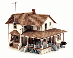 Woodland BR5046 HO Built-Up Corner Porch House