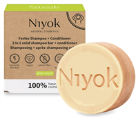 Niyok Natural Cosmetics 2-in-1 Solid Shampoo + Conditioner Bar, Green Touch Scent, 80g