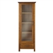 Oak Finish Linen Tower Glass Door Bathroom Storage Cabinet w/ Drawer
