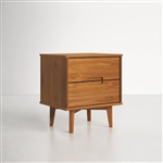 FarmHouse 2 Drawer Solid Wood Nightstand Medium Brown