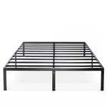 Queen size Sturdy Black Metal Platform Bed Frame with Headboard Attachments