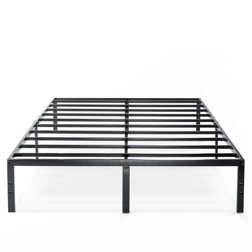 Queen size Sturdy Black Metal Platform Bed Frame with Headboard Attachments