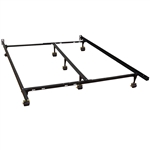 California King size Metal Bed Frame with 7-Legs and Locking Rug Rollers Wheels